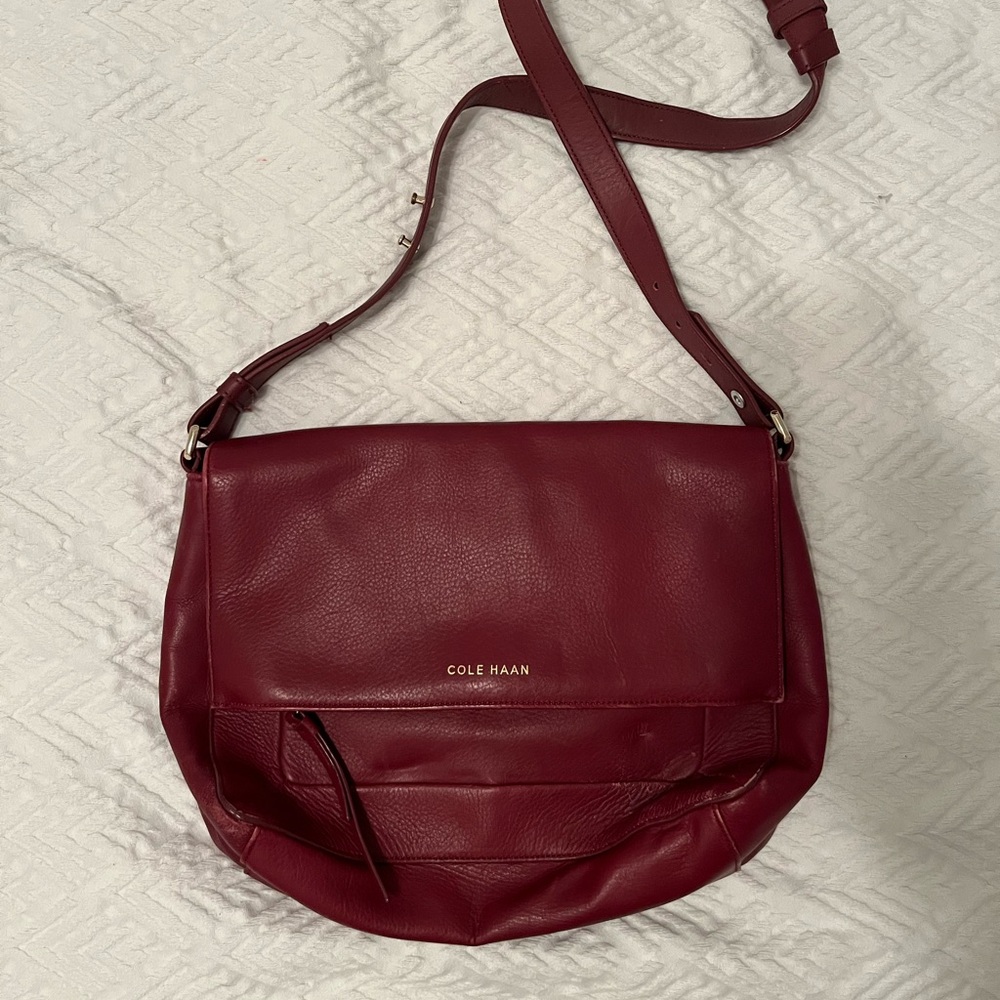 Cole haan Cameron beet red leather shoulder bag Windsor red
